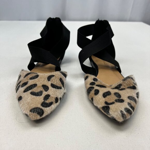 Rampage Paryss Leopard Print Strappy Flats Pointed Toe Black/Tan Size 8 Zip - Picture 5 of 9